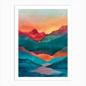 Sunset In The Mountains 50 Art Print