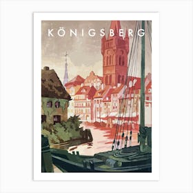 Konigsberg, Prussia, Germany — Retro travel minimalist art poster 2 Art Print