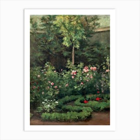 A Rose Garden Vintage Floral Painting Art Print