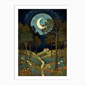 William Morris Moonlight In The Woods 32 Art Print