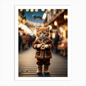 Gingerbread Cat Art Print