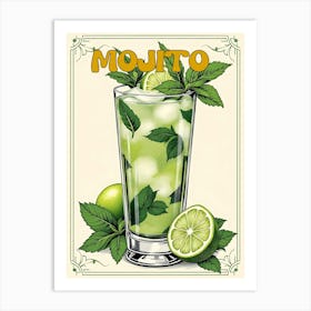 Cuba Mojito Cocktail V 03 Art Print