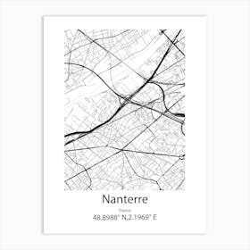 Nanterre,France Minimalist Map Art Print