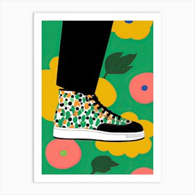 Sneakers And Flowers Art Print