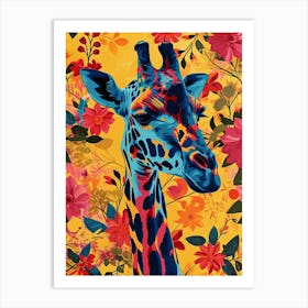 Floral Yellow Giraffe Art Print