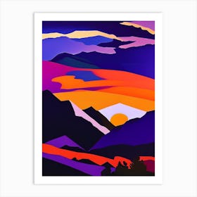 Mountainous Geometric Sunrise Art Print