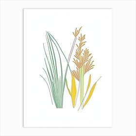 Lemongrass Spices And Herbs Minimal Line Drawing 2 Art Print