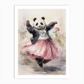 Panda Art Dancing Watercolour 2 Art Print