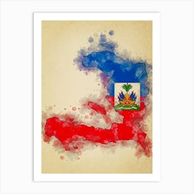 Haiti Flag Vintage Art Print