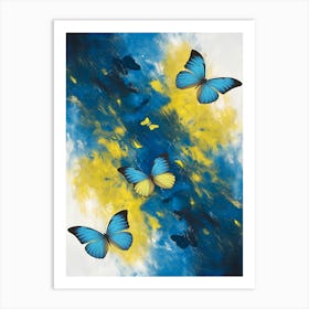 Blue And Yellow Butterflies Art Print