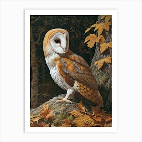 Barn Owl Relief Illustration 1 Art Print