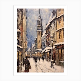 Vintage Winter Painting Munich Germany 1 Art Print