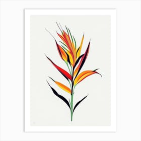 Heliconia Floral Minimal Line Drawing 2 Flower Art Print