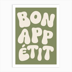 Bon Appetit - White & Green Art Print