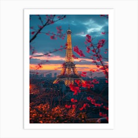 Paris Eiffel Tower At Sunset Art Print