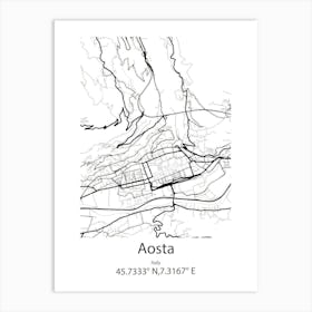 Aosta,Italy Minimalist Map Art Print