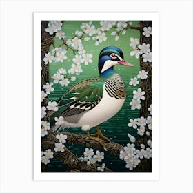 Ohara Koson Inspired Bird Painting Wood Duck 3 Art Print