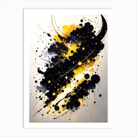 Black And Yellow Abstract Painting Art Print