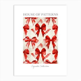 Dark Red Bows 4 Pattern Poster Art Print