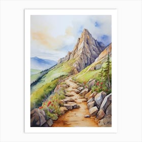 Watercolor Of A Mountain Path Art Print