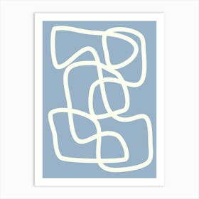 Modern Abstract Minimalist Aesthetic One Line Art in Gray Blue Art Print