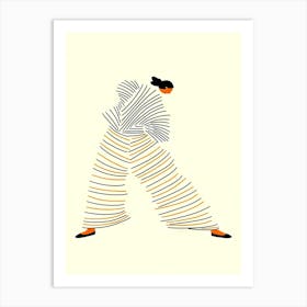 Woman In Striped Pants Art Print