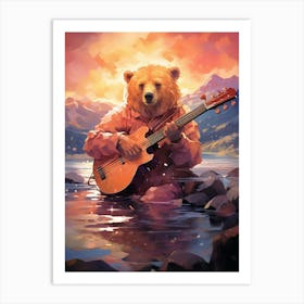 Bear Playing Guitar Art Print