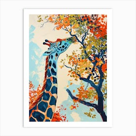 Giraffe Gazing Into The Trees Watercolour Style 3 Art Print