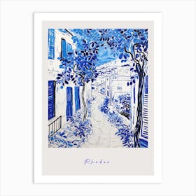 Rhodes Greece 2 Mediterranean Blue Drawing Poster Art Print