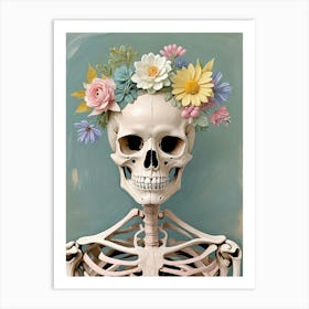 Floral Crown Skeleton Art Print