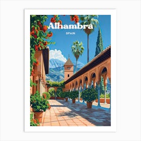 Alhambra Spain Historical Digital Travel Art Art Print