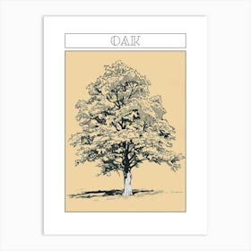 Oak Tree Minimalistic Drawing 2 Poster Art Print