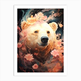 Bear With Flowers 3 Art Print