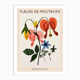 Spring Floral French Poster  Bleeding Heart 3 Art Print