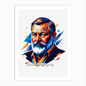 Ernest Hemingway 03 Portrait WPAP Pop Art Art Print