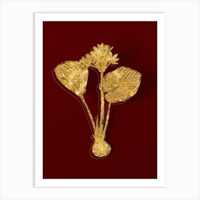 Vintage Cardwell Lily Botanical in Gold on Red Art Print