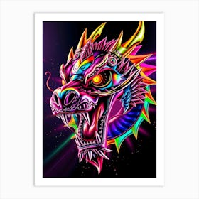 Dragon Head - Neon Art Poster