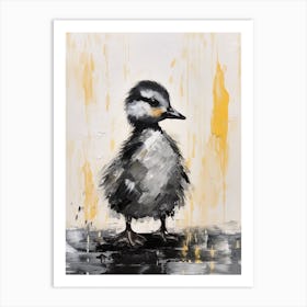 Duckling Grey Brushstrokes 3 Art Print