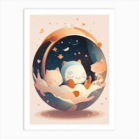 Interstellar Kawaii Kids Space Art Print