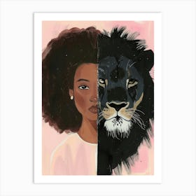 Lion And Woman Art Print