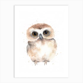 Baby Owl Watercolour Nursery 2 Art Print