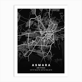 Asmara Eritrea Black Map Art Print