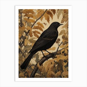 Dark And Moody Botanical Blackbird 2 Art Print