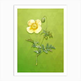 Vintage Welsh Poppy Botanical Art on Love Bird Green n.1679 Art Print