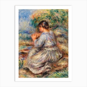 Girl Seated In A Landscape (1914), Pierre Auguste Renoir Art Print