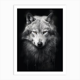 Wolf Portrait Black And White 2 Art Print