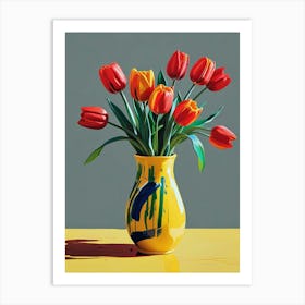 Tulips In A Yellow Vase Living Room Art Print (1) Art Print