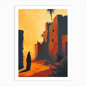 Woman In The Red Desert Art Print