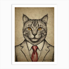 Business Cat Art Print