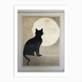 Cat In The Moonlight Art Print